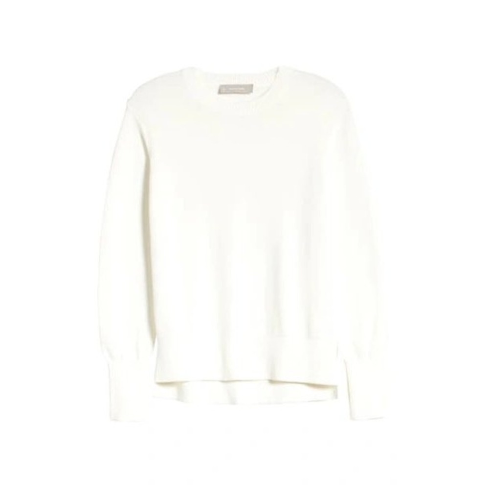 Everlane The Soft Cotton Crew Sweater Womens M Organic Classic Step Hem Knot